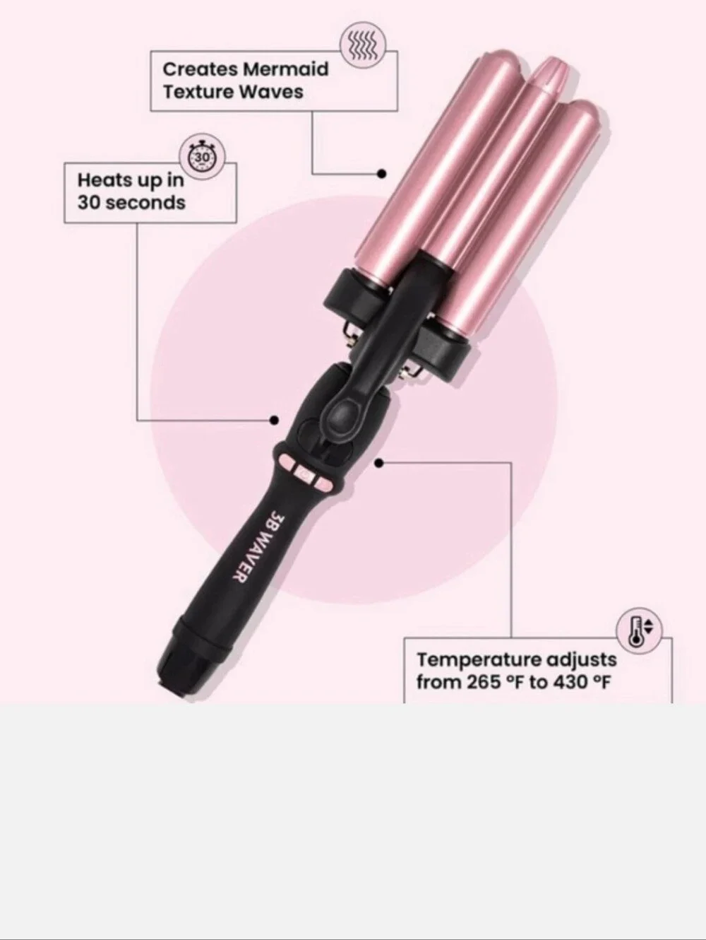 The Beachwaver Co. Pink  Catwalk 3B waver with Free Makeup Bag